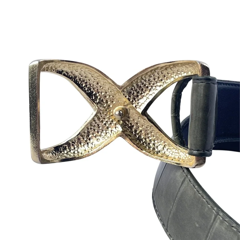 Lejon Vintage Women's‎ Belt Sage Green Alligator Grain Steerhide USA Made Sz M